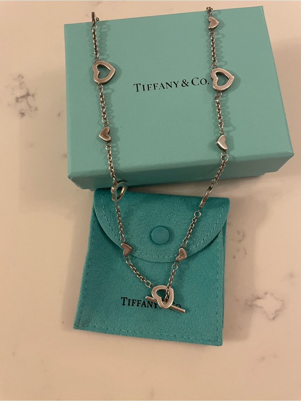 Tiffany & Co. Sterling Silver Heart Link Toggle Necklace - Silver